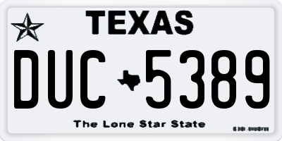 TX license plate DUC5389