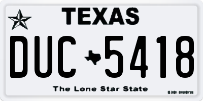 TX license plate DUC5418