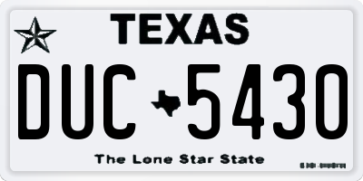 TX license plate DUC5430