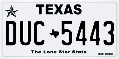 TX license plate DUC5443