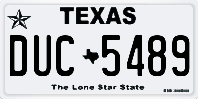 TX license plate DUC5489