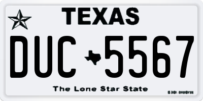 TX license plate DUC5567