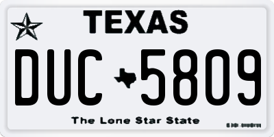 TX license plate DUC5809