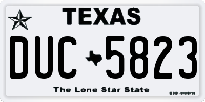 TX license plate DUC5823