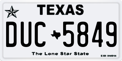 TX license plate DUC5849