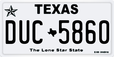 TX license plate DUC5860