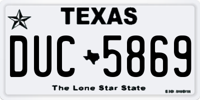 TX license plate DUC5869