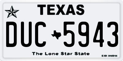 TX license plate DUC5943