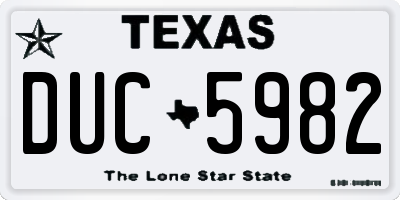 TX license plate DUC5982
