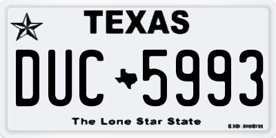 TX license plate DUC5993