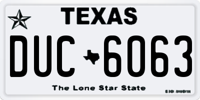 TX license plate DUC6063