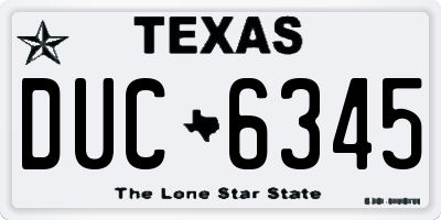 TX license plate DUC6345