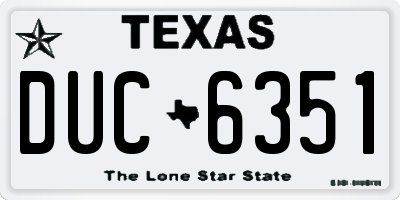 TX license plate DUC6351