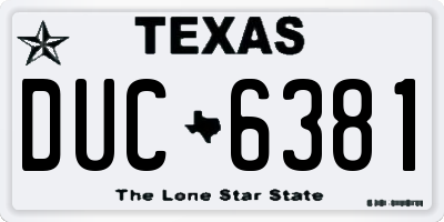 TX license plate DUC6381