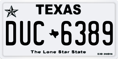 TX license plate DUC6389
