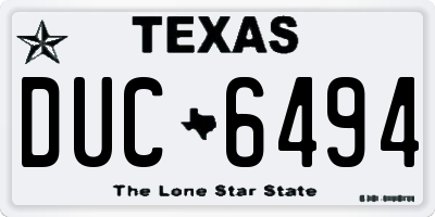 TX license plate DUC6494