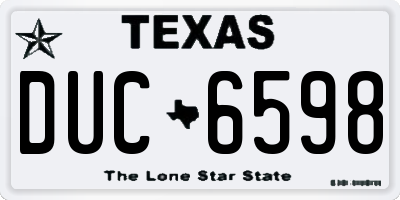 TX license plate DUC6598