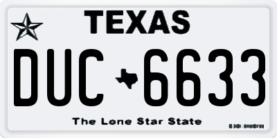 TX license plate DUC6633