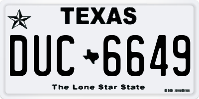 TX license plate DUC6649