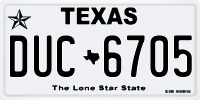 TX license plate DUC6705