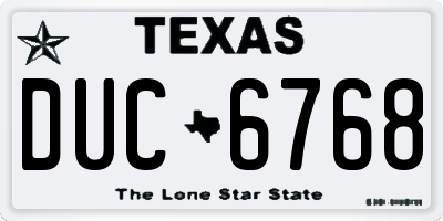TX license plate DUC6768