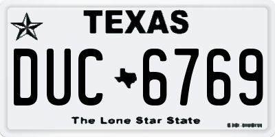 TX license plate DUC6769