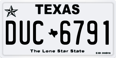 TX license plate DUC6791