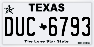 TX license plate DUC6793