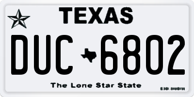 TX license plate DUC6802