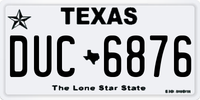 TX license plate DUC6876