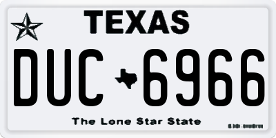 TX license plate DUC6966
