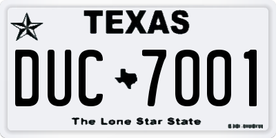 TX license plate DUC7001