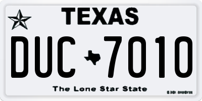 TX license plate DUC7010
