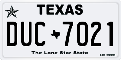 TX license plate DUC7021
