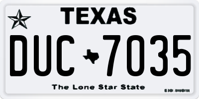 TX license plate DUC7035