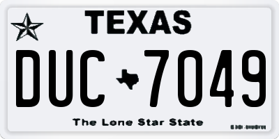 TX license plate DUC7049