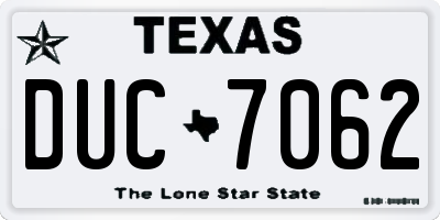 TX license plate DUC7062