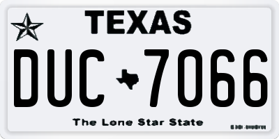 TX license plate DUC7066