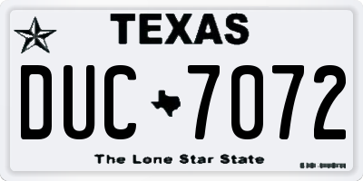 TX license plate DUC7072