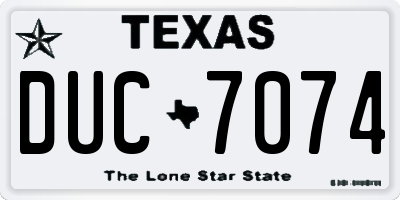 TX license plate DUC7074