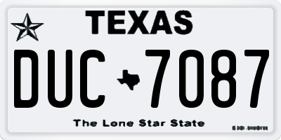 TX license plate DUC7087