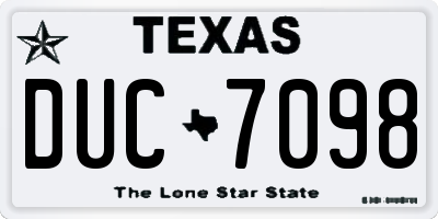 TX license plate DUC7098