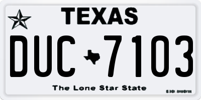 TX license plate DUC7103
