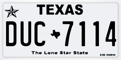 TX license plate DUC7114