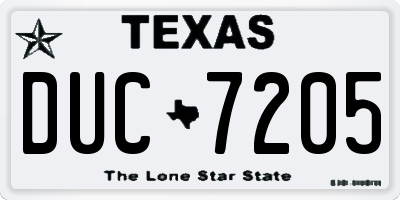 TX license plate DUC7205