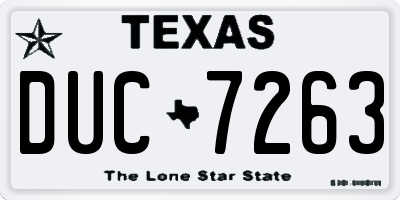 TX license plate DUC7263