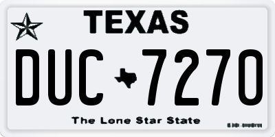 TX license plate DUC7270
