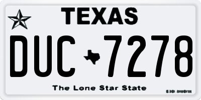 TX license plate DUC7278