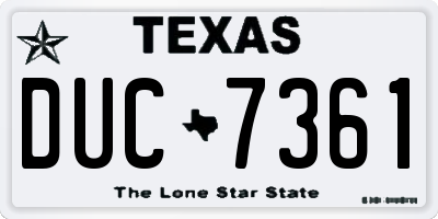 TX license plate DUC7361
