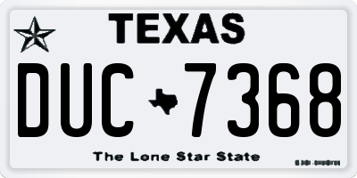 TX license plate DUC7368
